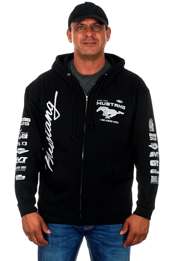 Men's Ford Mustang Collage Zip Up Hoodie Sweatshirt Sm to 3x
