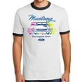 thumbnail image 1 of Mens Ford Mustang Legend 100% Cotton Ringer Tee Shirt, Large White/Black, 1 of 5