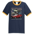 thumbnail image 1 of Mens Ford Mustang Untamed 100% Cotton Ringer Tee Shirt, Large Navy/Gold, 1 of 5