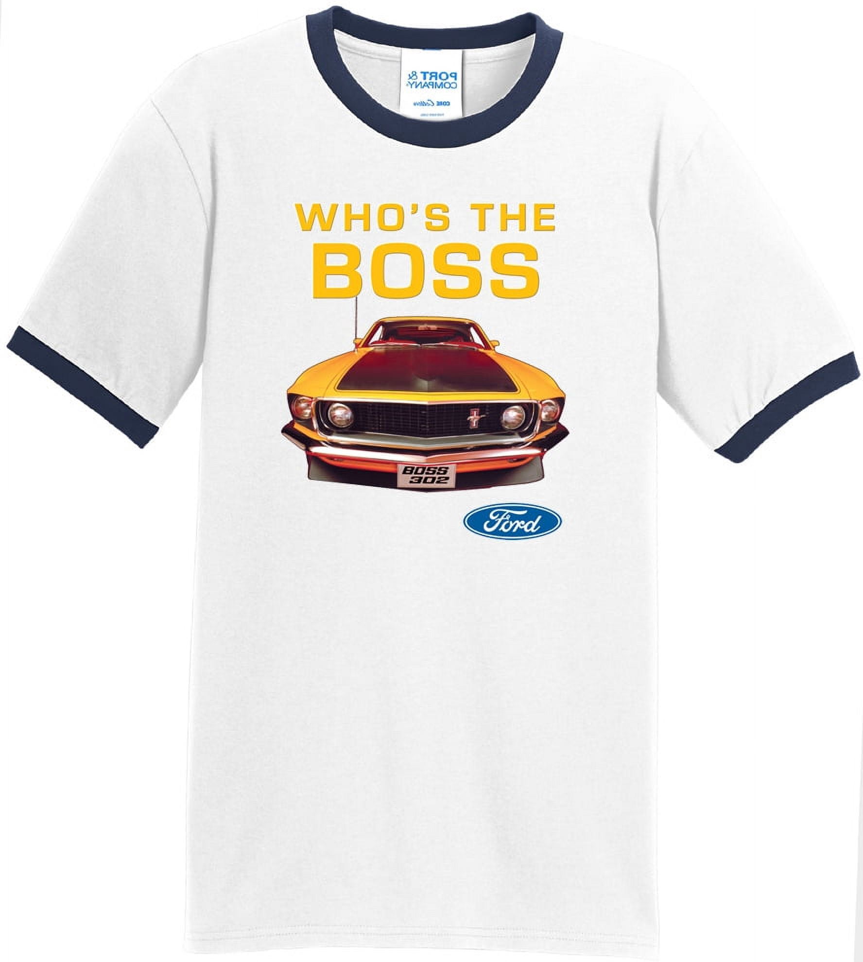 The Boss Ringer Mens Ford Mustang Who's The Boss 100% Cotton Ringer Tee Shirt, Small ...
