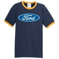 thumbnail image 1 of Mens Ford Oval Logo Emblem 100% Cotton Ringer Tee Shirt, 2XL Navy/Gold, 1 of 5