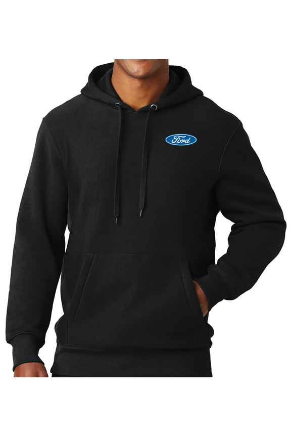 Mens Ford Oval (pocket print) Super Heavyweight Hoodie - Black, XL