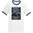 thumbnail image 1 of Mens Ford Truck Parking Only 100% Cotton Ringer Tee Shirt, Medium White/Navy, 1 of 5
