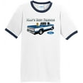 thumbnail image 1 of Mens Ford Truck and Dog Man's Best Friends 100% Cotton Ringer Tee Shirt, 4XL White/Navy, 1 of 5