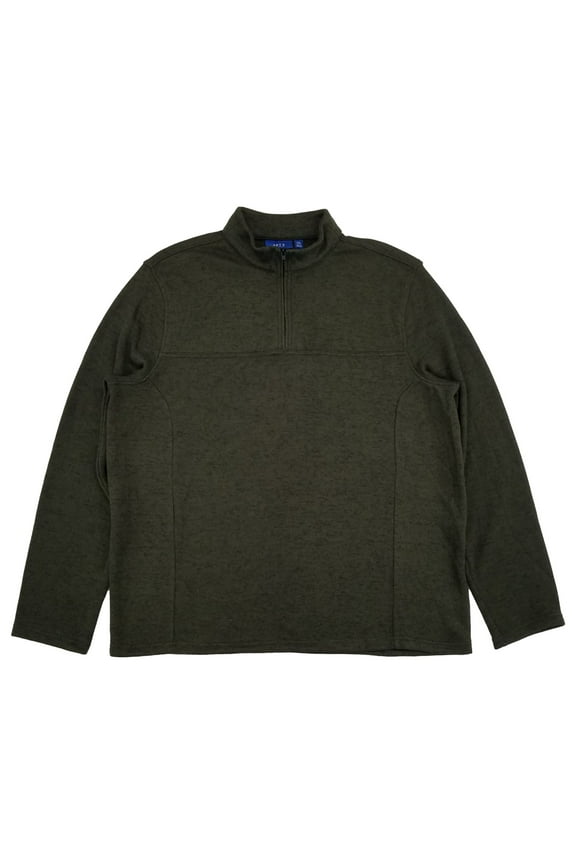 Mens Forest Green Fleece Pullover Quarter Zip Sweater XX-Large