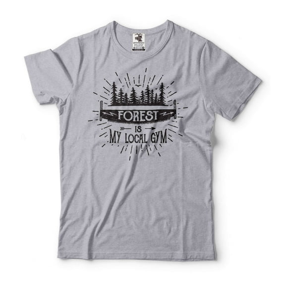 Mens Forest Is My Local Gym Shirt Funny Gym Shirt Forest Tee Camping Camp Outdoor Shirt (XX-Large Grey)
