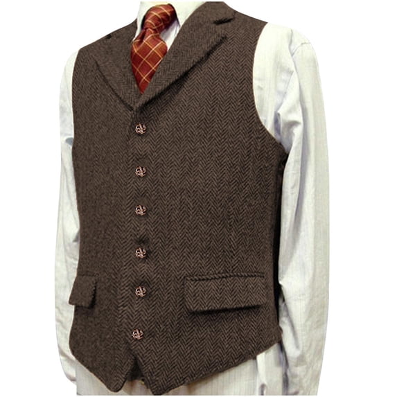 Mens Formal Dress Waistcoat Sleeveless V-Neck Pockets Button Solid Color Wedding Vest Fathers Gift