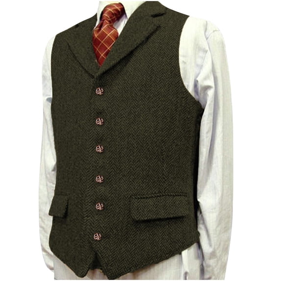 Mens Formal Dress Waistcoat Sleeveless V-Neck Pockets Button Solid Color Wedding Vest Fathers Gift