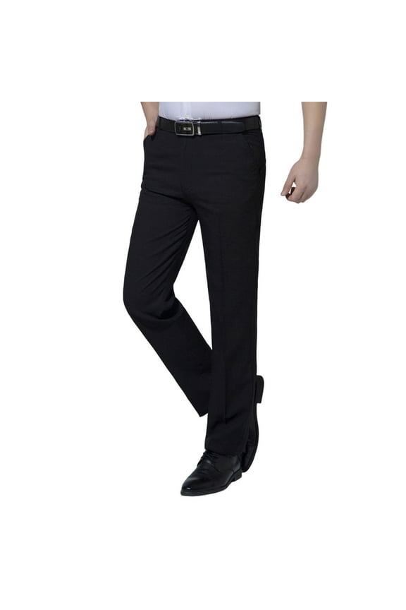 Mens Formal Pants Cotton Linen Business Office Smart Dress Pant Lightweight High Waisted Casual Trousers Solid Color Straight Leg Full Length Bottoms with Pockets