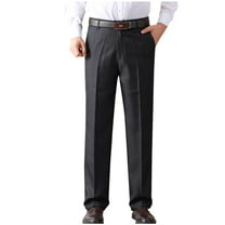 Mens Formal Pants Fleece Lined Golf Trousers for Men Casual Business Office Smart Dress Pants Comfortable Winter Chinos Trousers Solid Color Straight Leg Full Length Bottoms with Pockets