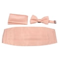 thumbnail image 1 of Mens Formal Woven Satin Cummerbund Pre-Tied Bowtie Hanky set - Many Solid Colors Available, 1 of 2