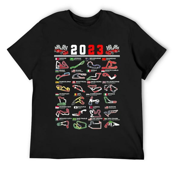 Mens Formula Racing Open Wheel Race Car Fan 2023 World Circuits T-Shirt Black