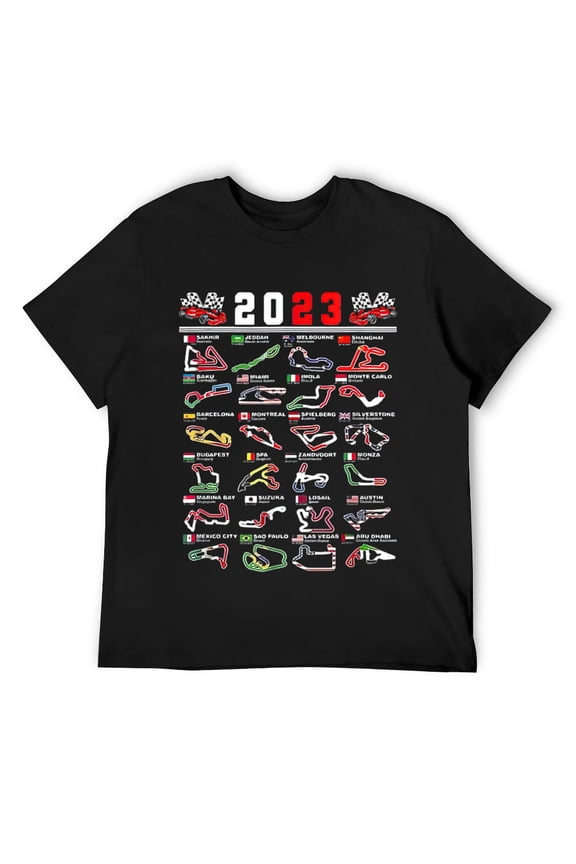 Mens Formula Racing Open Wheel Race Car Fan 2023 World Circuits T-Shirt Black