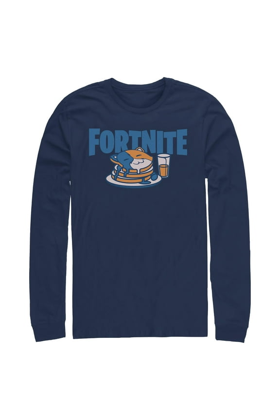 Mens Fortnite Meowscles Pancakes Long Sleeve Shirt