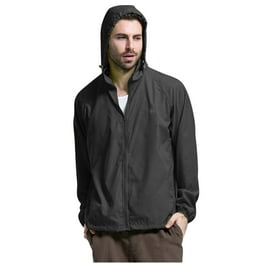 Men s Thin Jacket Waterproof Lightweight Packable Stand Collar Rain Shell Raincoat with Hood for Golf Hiking Travel Walmart