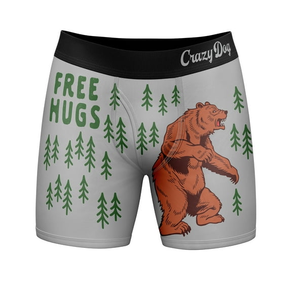Mens Free Hugs Boxer Briefs Funny Bear Graphic Novelty Gag Underwear for Guys