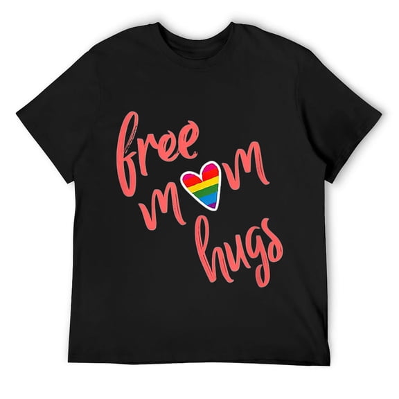 Mens Free Mom Hugs LGBT Pride Month Gay Lesbian Bisexual Rainbow T-Shirt Black S