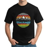 Mens Freedom Mountains Camping Gift Vintage T Shirts Black
