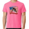 thumbnail image 1 of Mens Freedom Rocks Patriotic Kitten Cotton Tee Shirt, Medium Neon Pink, 1 of 3