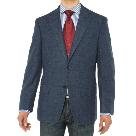 Mens French Blue Herringbone Modern Fit Blazer Luciano