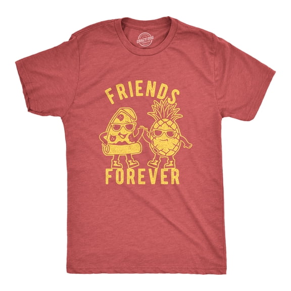 Mens Friends Forever Pizza and Pineapple T Shirt Funny Novelty Food Graphic Tee for Men Graphic Tees
