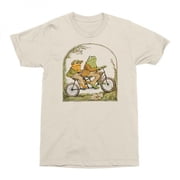 Mens Frog & Toad Tandem Bicycle T-Shirt, Beige - 2XL