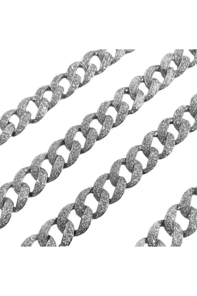 Mens Frosted Hip Hop Chain Glitter Cuban Links Silver Tone 13MM x 30" Necklace