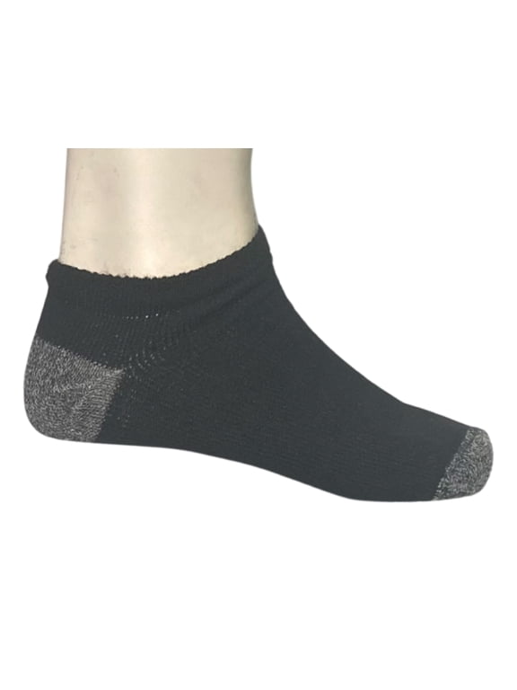 Mens Fruit of The Loom Value Pack Low Cut Socks - 6 Pairs, Black Size 6-12