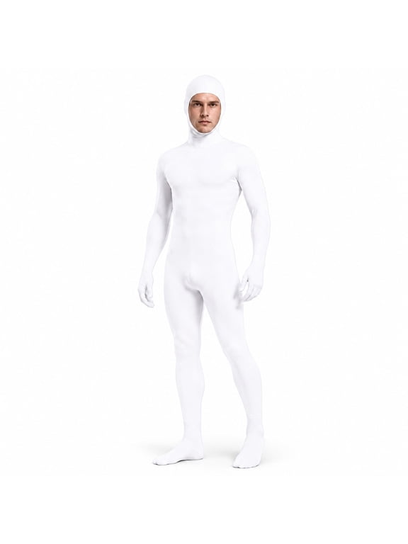 Mens Full Body Stretch Jumpsuit Long Sleeve Footed Unitard Skin Tight Bodysuit Base Layer Suit