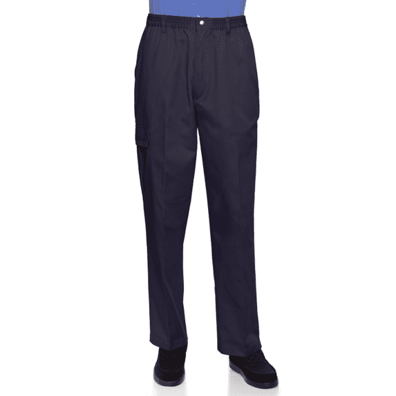 Mens Full-Elastic Twill Casual Pants with Center-Snaps Closure