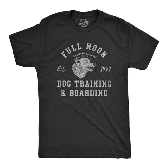 Mens Full Moon Dog Training and Boarding T Shirt Funny Halloween Werewolf Tee for Guys Graphic Tees