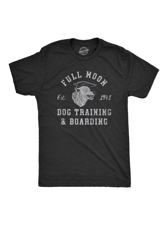 Mens Full Moon Dog Training and Boarding T Shirt Funny Halloween Werewolf Tee for Guys Graphic Tees