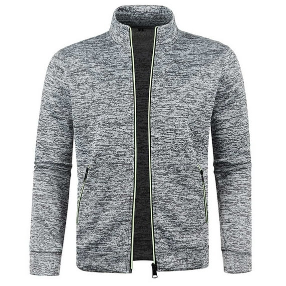 Mens Full Zip Cardigan Sweater Casual Ribbed Knitted Sweater for Men Fall Fleece Jacket Stand Collar Workout Coat