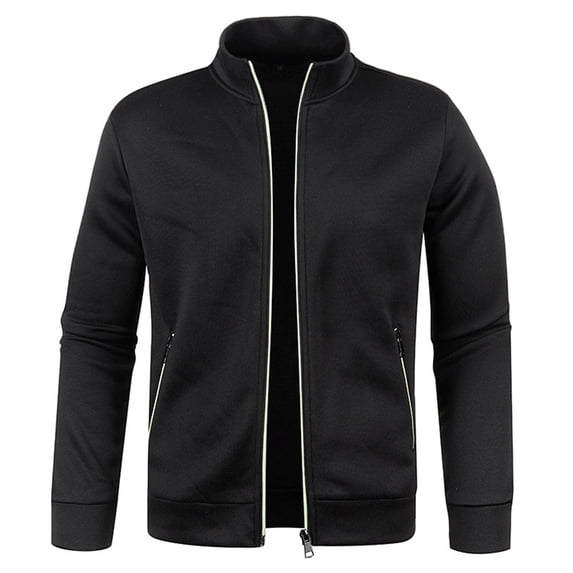 Mens Full Zip Cardigan Sweater Casual Ribbed Knitted Sweater for Men Fall Fleece Jacket Stand Collar Workout Coat