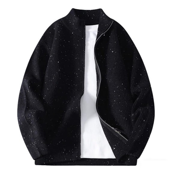 Mens Full Zip Cardigan Sweater Long Sleeve Casual Loose Fit Fashion Cardigans Knitted Sweaters Outerwear (XXL, Black)