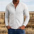 thumbnail image 1 of Mens Full Zip Cardigan Sweater Stand Collar Regular Fit Knit Sweaters, 1 of 6