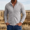 thumbnail image 1 of Mens Full Zip Cardigan Sweater Stand Collar Regular Fit Knit Sweaters, 1 of 6
