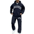 thumbnail image 1 of Mens Full Zip Hooded Fleece Drawstring Hoodies Heavyweight Fleece Full Zipper Vintage Sweatshirt Casual Loose Fit Comfortable Two Piece Outfits,Los Angeles-Navy XXL, 1 of 4