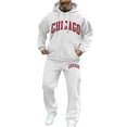 thumbnail image 1 of Mens Full Zip Hooded Fleece Drawstring Hoodies Heavyweight Fleece Full Zipper Vintage Sweatshirt Perfect For Every Occasion And Season,Chicago-White XL, 1 of 3