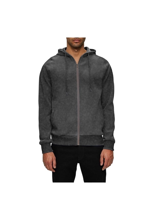 Mens Full Zip Hooded Jacket with Pockets Lightweight Athletic Running Coat Outdoor Training Casual Hooded Sweatshirt