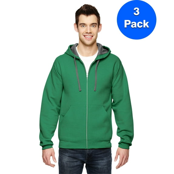 Mens Full-Zip Hooded Sweatshirt SF73R (3 PACK)