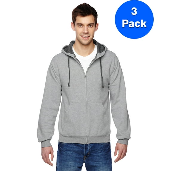 Mens Full-Zip Hooded Sweatshirt SF73R (3 PACK)