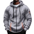 thumbnail image 1 of Mens Full Zip Hoodie Fleece Sweatshirt Contrast Zipper Pockets Casual Hooded Jacket, 1 of 8