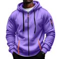 thumbnail image 1 of Mens Full Zip Hoodie Fleece Sweatshirt Contrast Zipper Pockets Casual Hooded Jacket, 1 of 7