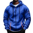thumbnail image 1 of Mens Full Zip Hoodie Fleece Sweatshirt Contrast Zipper Pockets Casual Hooded Jacket, 1 of 7