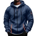 thumbnail image 1 of Mens Full Zip Hoodie Fleece Sweatshirt Contrast Zipper Pockets Casual Hooded Jacket, 1 of 7