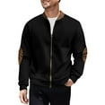 thumbnail image 1 of Mens Full Zip Jacket No Hood - Trendy Patchwork Colorblock Casual Bomber Jackets with Pockets Fall Outerwear Coat (XL, Black), 1 of 4