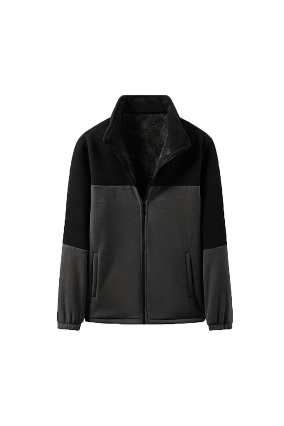 Mens Full Zip Micro Fleece Jacket Warm Winter Outdoor Hiking Walking Zip Up Jacket Coat Stand Collar Military Warm Sherpa Lined Jackets Sweatshirt Windproof Thick Outerwear with Pocket