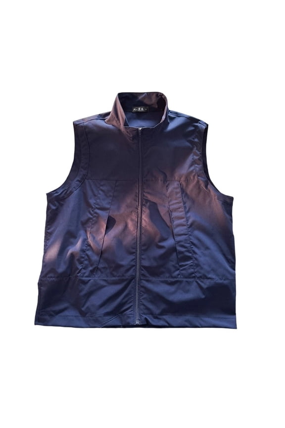 Mens Full Zip Windproof Vest Stand Collar Sleeveless Jacket, Casual Regular Fit Lightweight Utility Waistcoat for Hiking Fishing Camping, Summer Office Work Wear for Layering