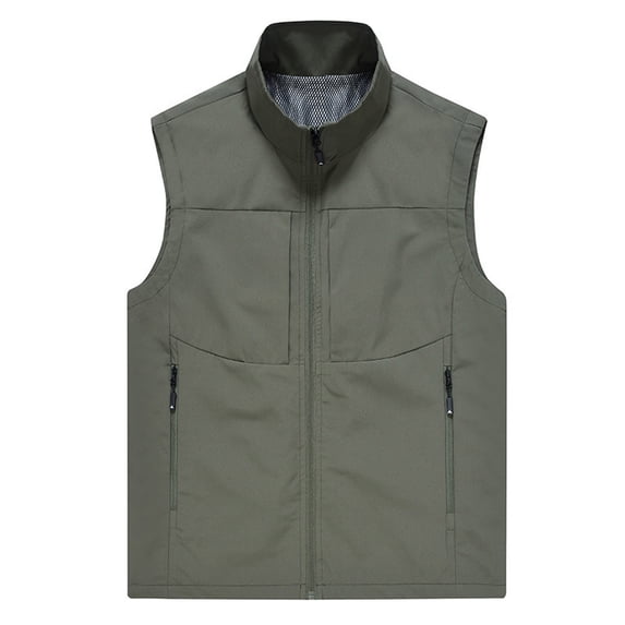Mens Full Zipper Golf Vest Casual Lightweight Vests Summer Sleeveless Jackets for Travel Hiking Fishing Big and Tall Size M-5XL Army Green